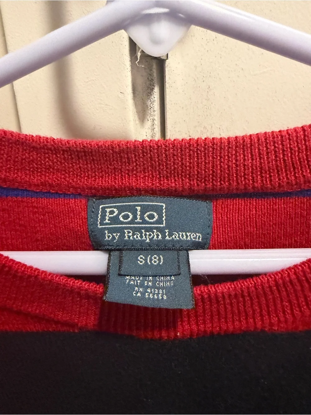 Ralph Lauren Red, Navy & Royal Blue Striped Crewneck Sweater